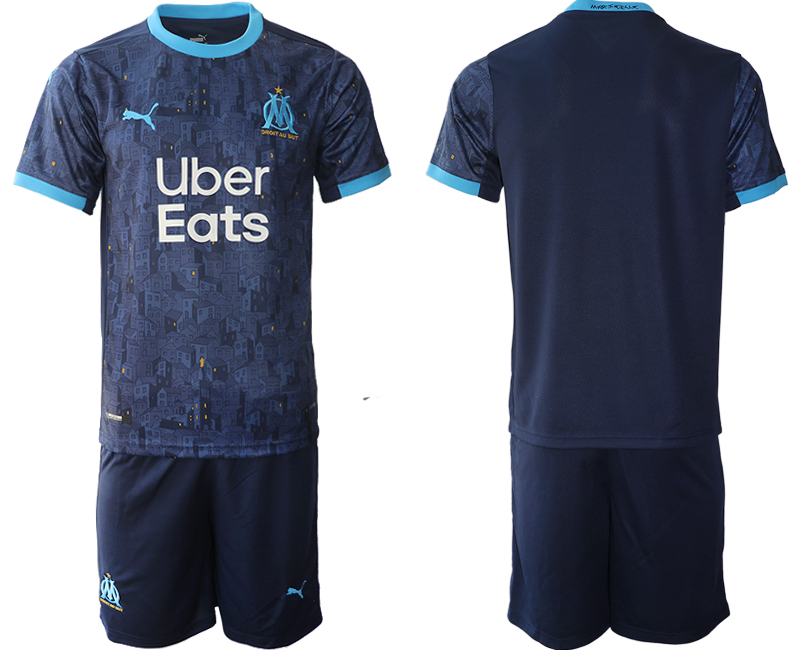 Men 2020-2021 club Marseille away blue blank Soccer Jerseys